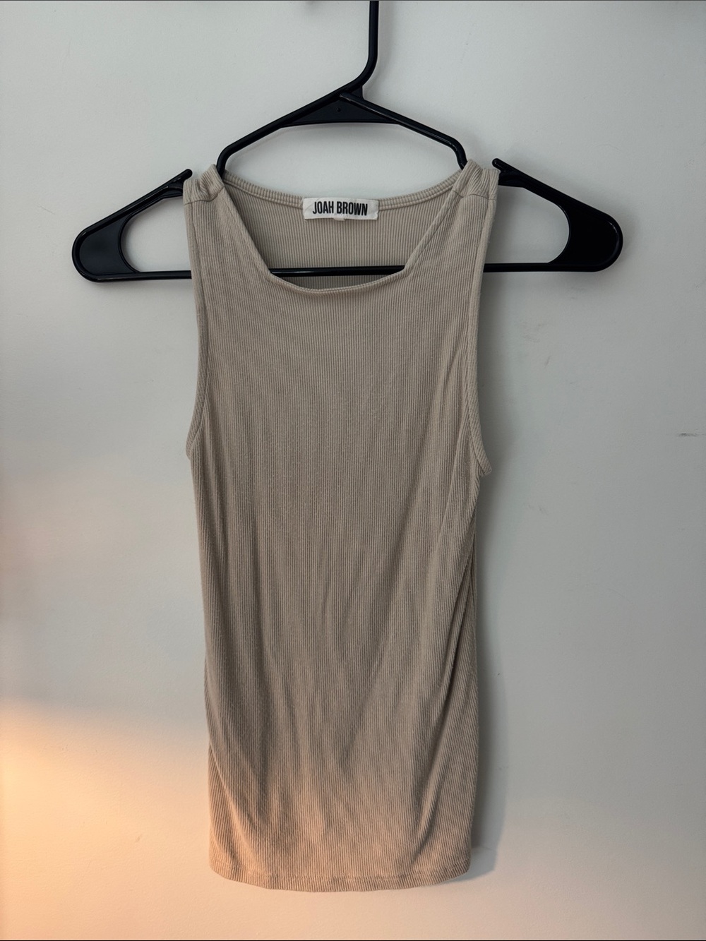 Joah Brown Ribbed Tank Top in Beige